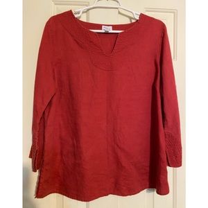 Mimi Maternity Linen Shirt with embroidered detail!